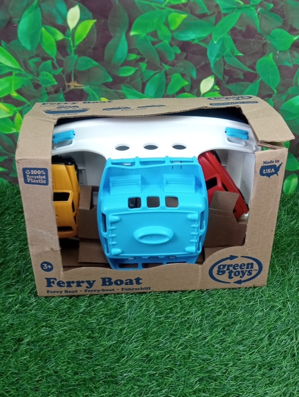 💩 Blue and White Ferry Boat with Vehicles - Eco-Friendly Kids Toy